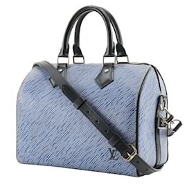 Louis Vuitton-Louis Vuitton Epi Denim Speedy Bandouliere 25 Handbag-Blue
