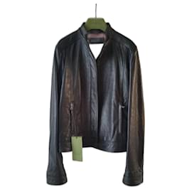 Gucci-GUCCI LEATHER BIKER JACKET.-Black
