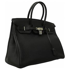 Hermès-Hermes Birkin 35 Handbag in Black Togo Leather-Black