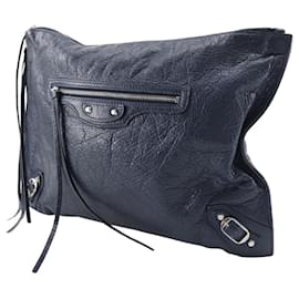 Balenciaga-Balenciaga Navy Leather Clutch Bag-Navy blue