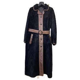 Cappotto Joseph nero in pelle di pecora con inserti in pelle marrone 38 Altro