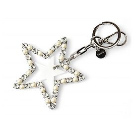 Chaveiro de metal com strass Miu Miu Branco