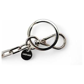Miu Miu-Miu Miu Metal Rhinestone Keyring Bag Charm-White
