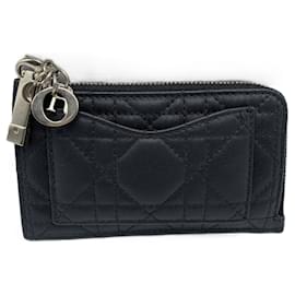 Dior-Dior Lambskin Zip Card Holder Black-Black