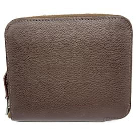 Hermès-Portefeuille compact en soie Azap d'Hermès marron-Marron