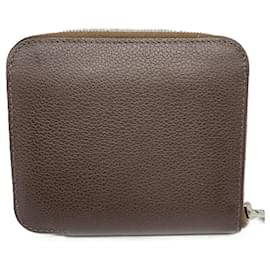 Hermès-Portefeuille compact en soie Azap d'Hermès marron-Marron