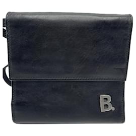 Balenciaga-Balenciaga Leather Shoulder Wallet Black-Black
