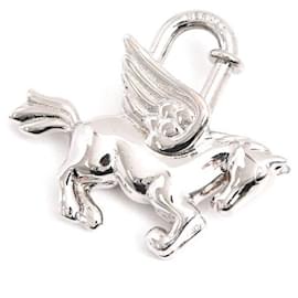 Hermès-Hermes Pegasus Cadena Bag Charm Silver-Silvery