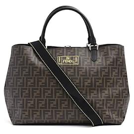Fendi-Fendi 2WAY Tote Bag Brown PVC 7VA467-Brown