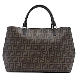 Fendi-Fendi 2WAY Tote Bag Brown PVC 7VA467-Brown
