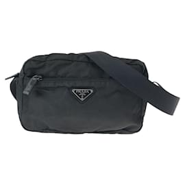 Prada-Prada Nylon Tessuto Logo Plate Shoulder Bag-Black