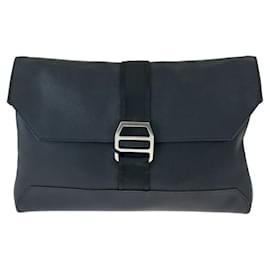 Hermès-Hermes Leather City Slide Clutch-Black