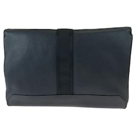 Hermès-Hermes Leather City Slide Clutch-Black