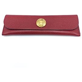 Hermès-Hermes Buffalo Horn Comb with Leather Case-Red