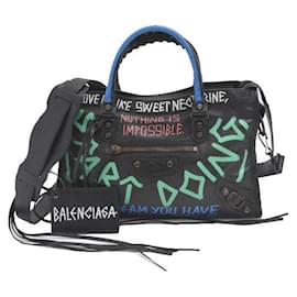 Balenciaga-Balenciaga Classic City Graffiti Shoulder Bag-Black