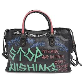 Balenciaga-Balenciaga Classic City Graffiti Shoulder Bag-Black