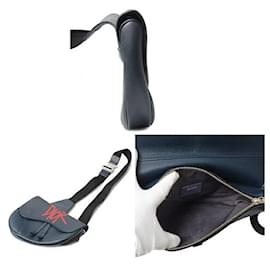 Dior-Dior Leather Saddle Bag Stussy Collaboration-Red,Navy blue