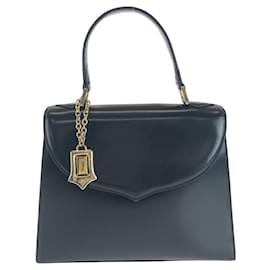 Yves Saint Laurent-Yves Saint Laurent Leather Logo Charm Handbag-Black