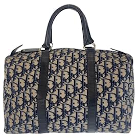 Dior-Dior Trotter Canvas Leather Handbag-Navy blue