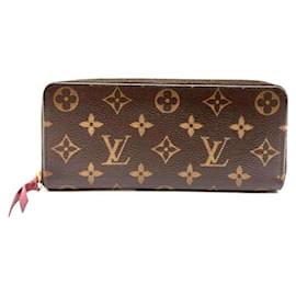 Louis Vuitton-Louis Vuitton Monogram Clemence Wallet-Brown,Fuschia