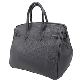 Hermès-Hermes Birkin 25 Togo Leather Handbag Black-Black