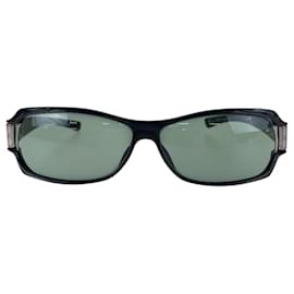 Gucci-Óculos de sol Gucci padrão GG preto com hardware prateado-Preto