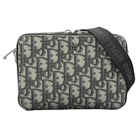 Dior-Christian Dior Oblique Strap Zip Pouch Crossbody-Black,Beige,Navy blue
