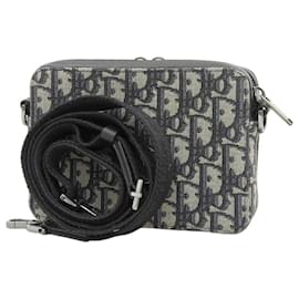 Dior-Christian Dior Oblique Strap Zip Pouch Crossbody-Black,Beige,Navy blue