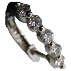Autre Marque-K18WG Diamond Hoop Earrings White Gold-Golden