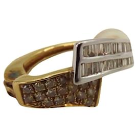 Autre Marque-K18 K18WG Diamond Earrings Gold White Gold-Golden