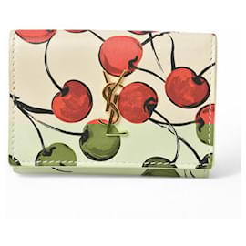 Yves Saint Laurent-Yves Saint Laurent Leather Origami Tiny Wallet-Eggshell