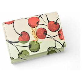 Yves Saint Laurent-Yves Saint Laurent Leather Origami Tiny Wallet-Eggshell