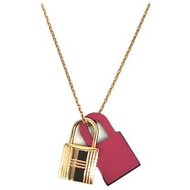 Hermès Collier Hermes Kelly PM en cuir rose doré Rose Doré