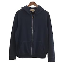 Hermès-Hermes Cotton Hoodie XL Navy Brown-Brown,Navy blue