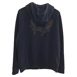 Hermès-Hermes Cotton Hoodie XL Navy Brown-Brown,Navy blue