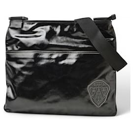 Gucci-Bolsa de Ombro Gucci com Emblema em Relevo PVC Preto-Preto