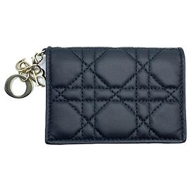 Dior Lady Dior Card Holder Black Leather Black