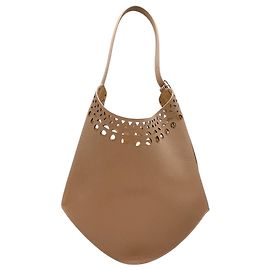 Alaïa Alaia Sable Gail Mittelgroße Laser-Cut Leder Schultertasche Beige