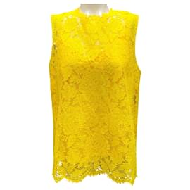 Dolce & Gabbana-Dolce & Gabbana Yellow Floral Lace Top-Yellow