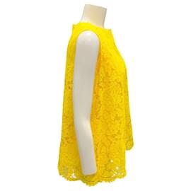 Dolce & Gabbana-Dolce & Gabbana Yellow Floral Lace Top-Yellow