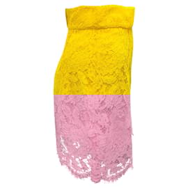 Dolce & Gabbana-Dolce & Gabbana Yellow Lace Mini Skirt-Yellow