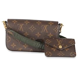 Louis Vuitton-Louis Vuitton Khaki Monogram Canvas Felicie Strap & Go-Brown
