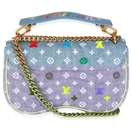 Louis Vuitton-Louis Vuitton Blue Embroidered Monogram Denim New Wave MM-Blue