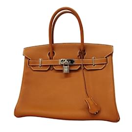 Hermès-Hermes Birkin 30 Handbag in Gold Togo Leather-Golden