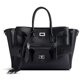 Balenciaga-BLACK SMALL WOMEN'S CARRY ALL BEL AIR BAG-Black,Silver hardware