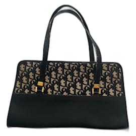 Dior-Christian Dior Trotter Pattern Canvas and Leather Bag – Black & Beige-Black,Beige