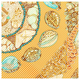 Hermès-Hermès Orange Rocaille II Pleated Silk Scarf-Orange