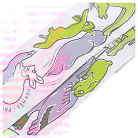 Hermès-Hermès Pink Mille Et Un Lapins Silk Twilly Scarf-Pink