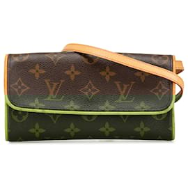 Louis Vuitton-Louis Vuitton Brown Monogram Pochette Twin PM-Brown