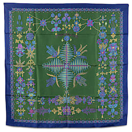 Hermès-Hermès Green Scheherazade Silk Scarf-Green